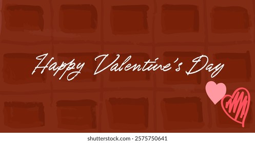 Cute background of chocolate bar and heart Horizontal Valentine