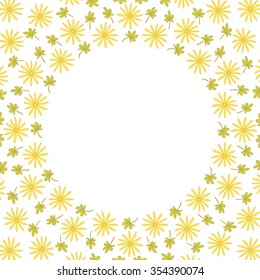 Cute background circle border frame with flowers and leaves isolated on the white (transparent) fond. Space for text can be used for invitations, poster or greeting cards. Vector illustration eps