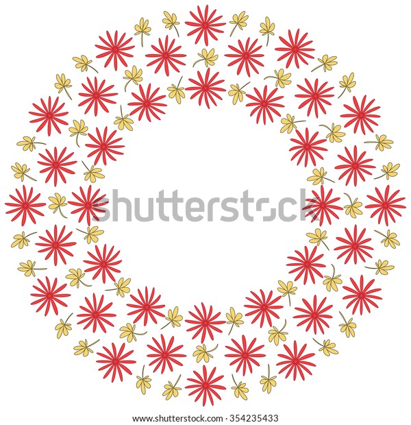 Cute Background Circle Border Frame Flowers Stock Vector Royalty