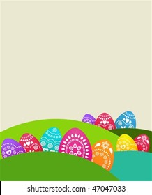 Cute background with colored Easter eggs