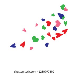 Cute Background with Colorful hearts. Delicate Pattern for Postcard, Print, Banner or Poster. Pretty hearts For Party Decoration, Wedding, Birthday or Anniversary Invitation. Vector