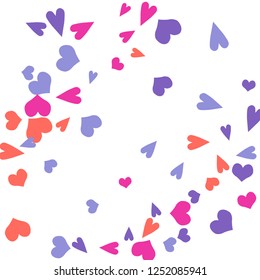 Cute Background with Colorful hearts. Delicate Pattern for Postcard, Print, Banner or Poster. Pretty hearts For Party Decoration, Wedding, Birthday or Anniversary Invitation. Vector