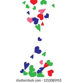 Cute Background with Colorful hearts. Delicate Pattern for Postcard, Print, Banner or Poster. Pretty hearts For Party Decoration, Wedding, Birthday or Anniversary Invitation. Vector