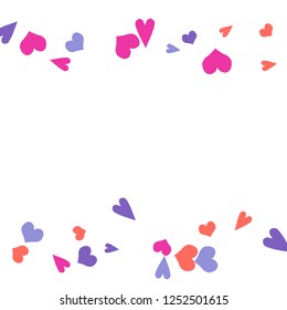 Cute Background with Colorful hearts. Delicate Pattern for Postcard, Print, Banner or Poster. Pretty hearts For Party Decoration, Wedding, Birthday or Anniversary Invitation. Vector