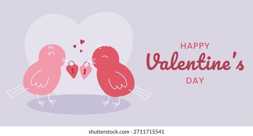 Lindo fondo para el día de San Valentín con dibujado a mano doodle love birds y Elementos de bloqueo del corazón. 