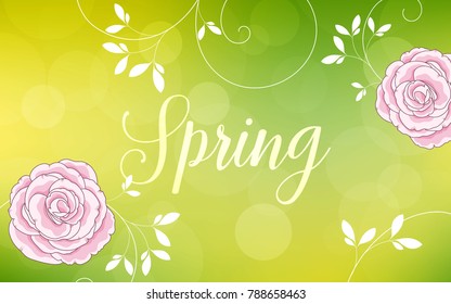Cute background in delicate colors with buds of flowers rose. Greeting spring card.