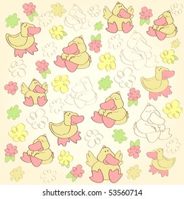 cute background with the ducks for children