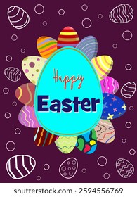 cute background Easter greeting posters, holiday covers, cards, flyers design.Modern minimal design  with eggs for social media, sale, advertisement, web.