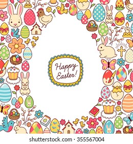 Cute background of the Easter symbols for your design
