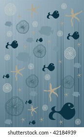 cute background with flower fish star and whale