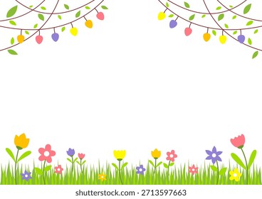 Lindo fondo con flores y hierba