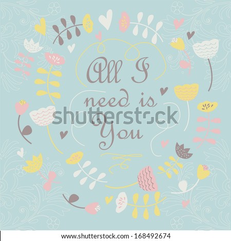 cute background flowers heart cartoon style stock vector royalty