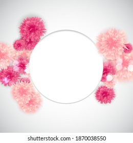 Cute Background with Frame and Flowers Collection Set. Vector Illustration EPS10. Square Template for social networks and messengers