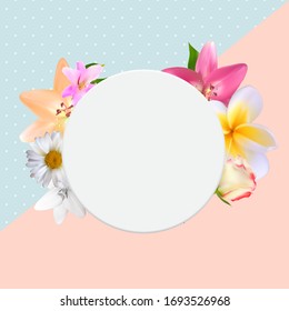 Cute Background with Frame and Flowers. Vector Illustration EPS10
