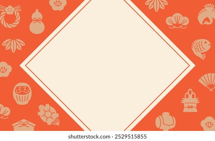 Cute background frame of Japanese style icons, New Year's and New Year's sale