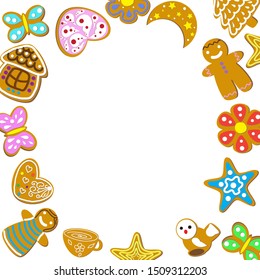 Cute Background Gingerbread Cookies Merry New Stock Vector (Royalty ...