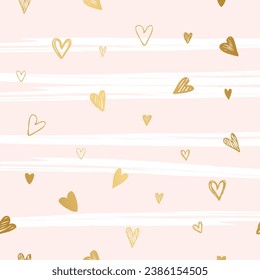 Cute Background with golden hearts, decorative template