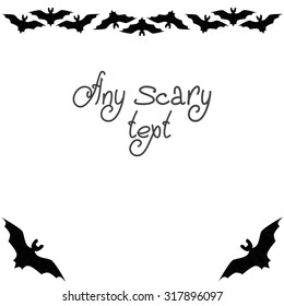 Cute background Halloween pattern border frame with repeating bats isolated on the white fond. With space for invitations or different events greeting cards text. Vector illustration eps 10 