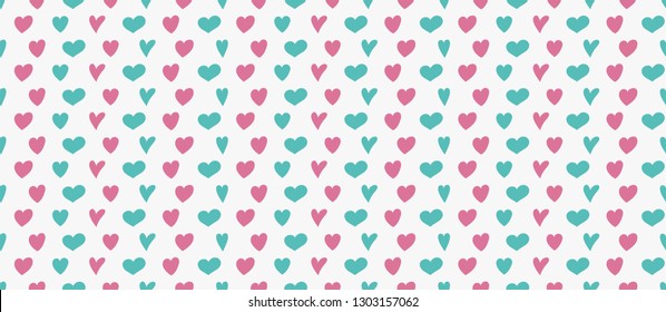 Cute background with hand drawn hearts. Valentine's Day, Mother's Day and Women's Day. Vector