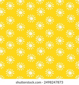 Cute background with hand drawn sun. Summer design. Vector illustration