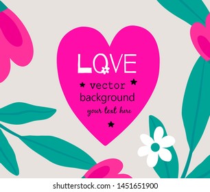 Cute background with heart and floral elements