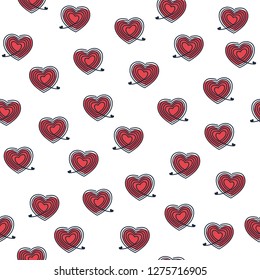 Cute background with hearts for fabric. Wallpaper with red textured hearts teen style