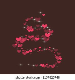 Cute background with hearts on a brown background.