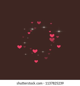 Cute background with hearts on a brown background.