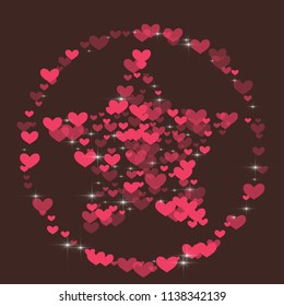 Cute background with hearts on a brown background.