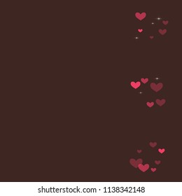 Cute background with hearts on a brown background.