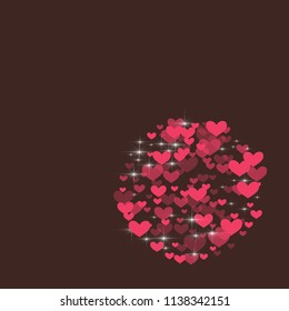 Cute background with hearts on a brown background.