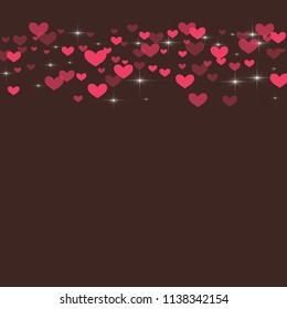 Cute background with hearts on a brown background.