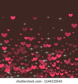 Cute background with hearts on a brown background.