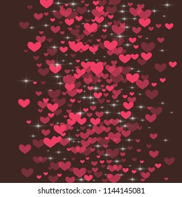 Cute background with hearts on a brown background.