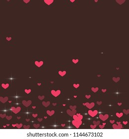 Cute background with hearts on a brown background.