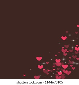 Cute background with hearts on a brown background.