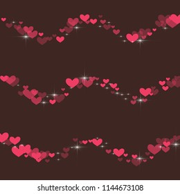 Cute background with hearts on a brown background.