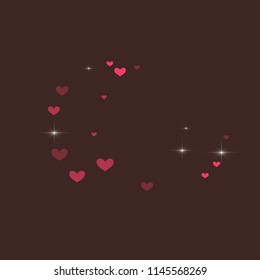 Cute background with hearts on a brown background.