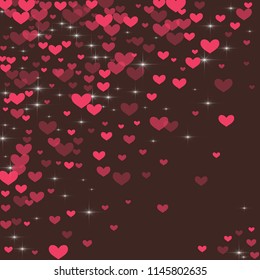 Cute background with hearts on a brown background.