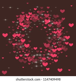 Cute background with hearts on a brown background.