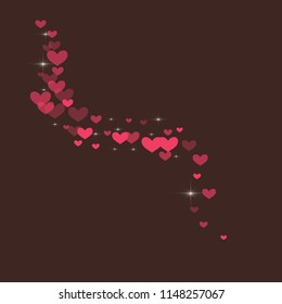 Cute background with hearts on a brown background.
