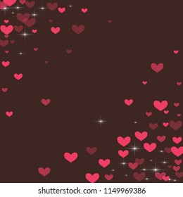 Cute background with hearts on a brown background.
