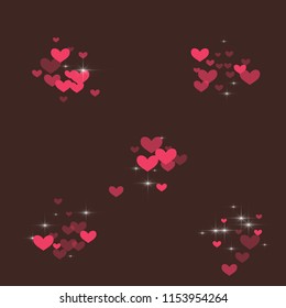 Cute background with hearts on a brown background.