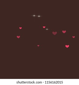 Cute background with hearts on a brown background.