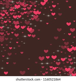 Cute background with hearts on a brown background.
