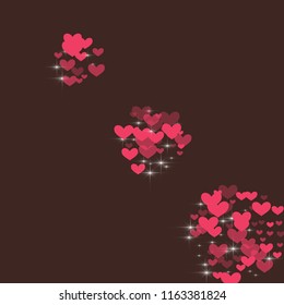 Cute background with hearts on a brown background.