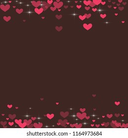 Cute background with hearts on a brown background.