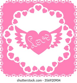 Cute background with hearts and ornaments for Valentine's Day