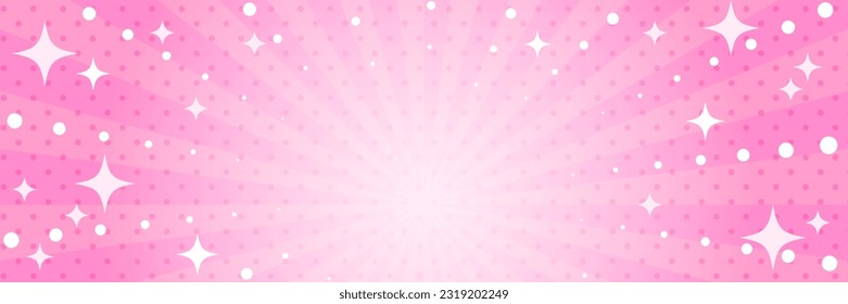 Cute background illustration of concentrated lines with twinkling stars (pink)