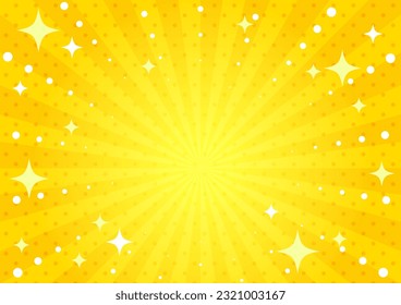 Cute background illustration of concentrated lines with twinkling stars (yellow)